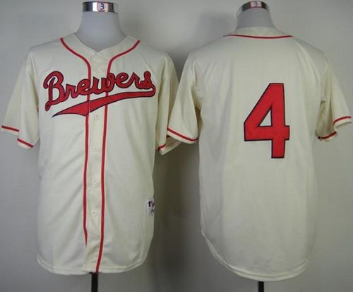 Brewers #4 Paul Molitor Cream 1948 Turn Back The Clock Stitched MLB Jersey - Click Image to Close